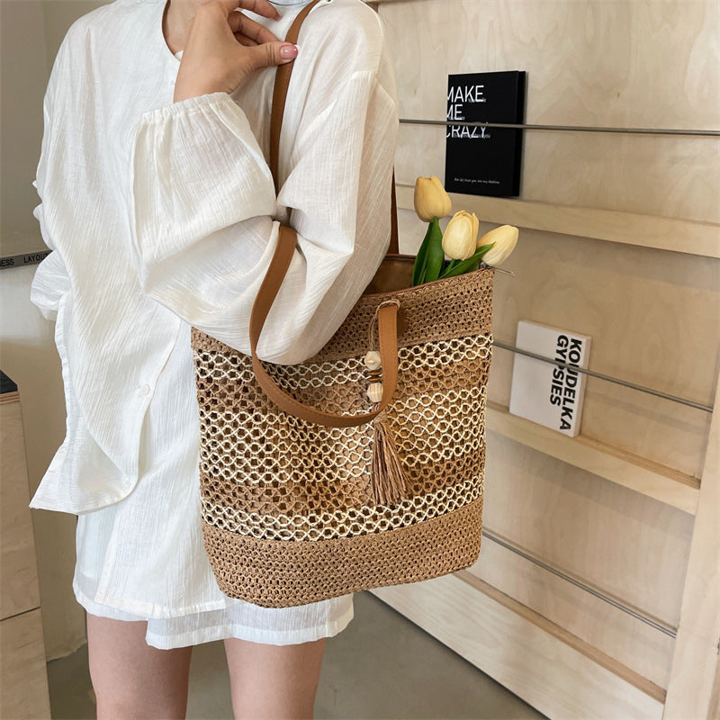 Summer Straw Tote Bag One Size