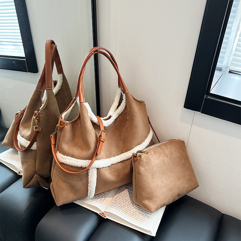 Women's Suede Plush Tote Bag