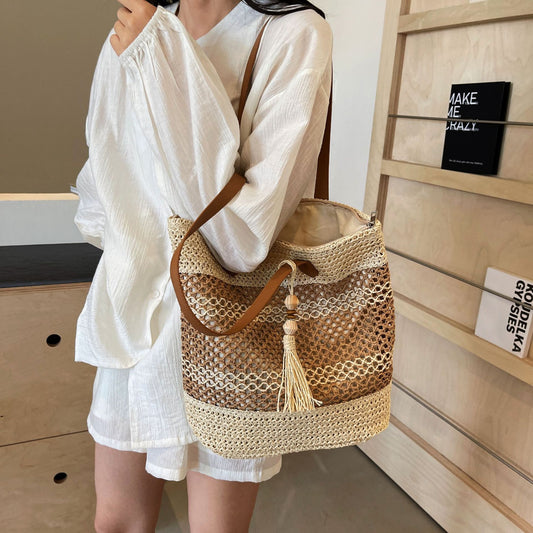 Summer Straw Tote Bag One Size