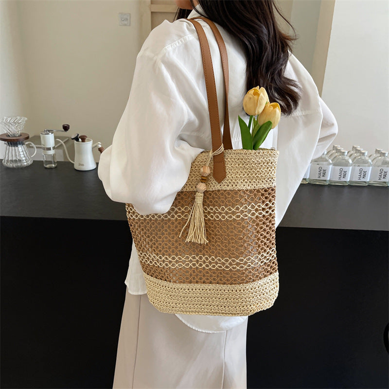 Summer Straw Tote Bag One Size